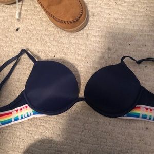 Victoria’s Secret pink wear everywhere super push-up navy blue with rainbow